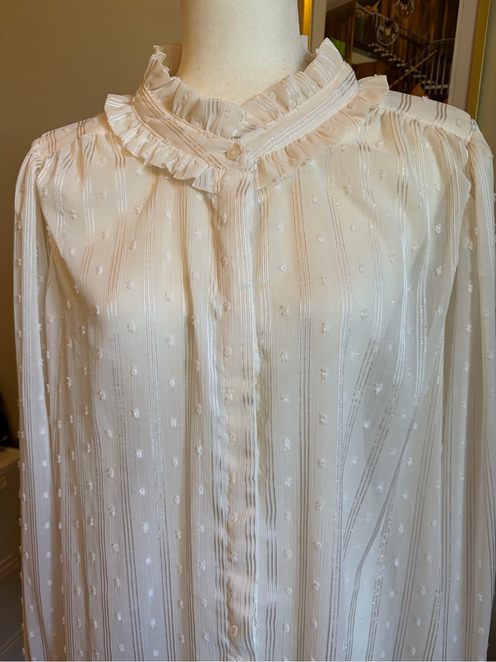 Torrid - Belle Isle Ivory Ruffle-Neck Blouse - Picture 7 of 9